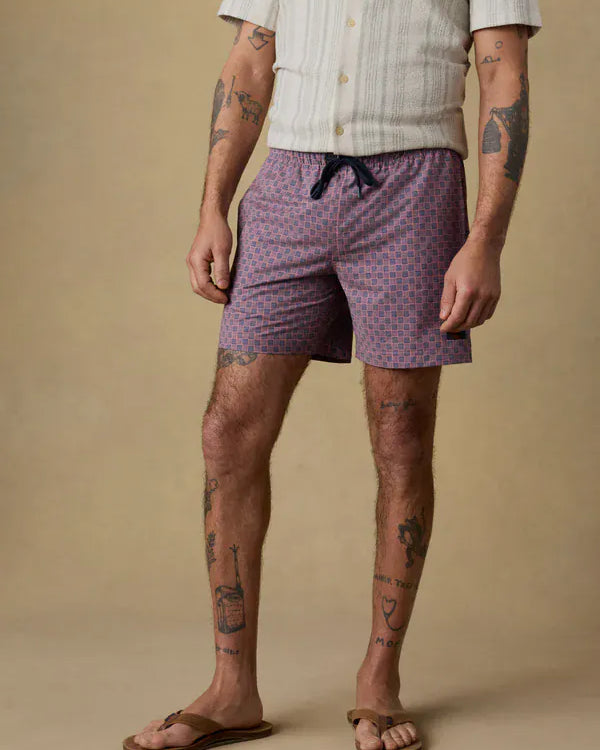 Faherty Swimwear All Day™ Trunk (6") in Navy Clay Bricks