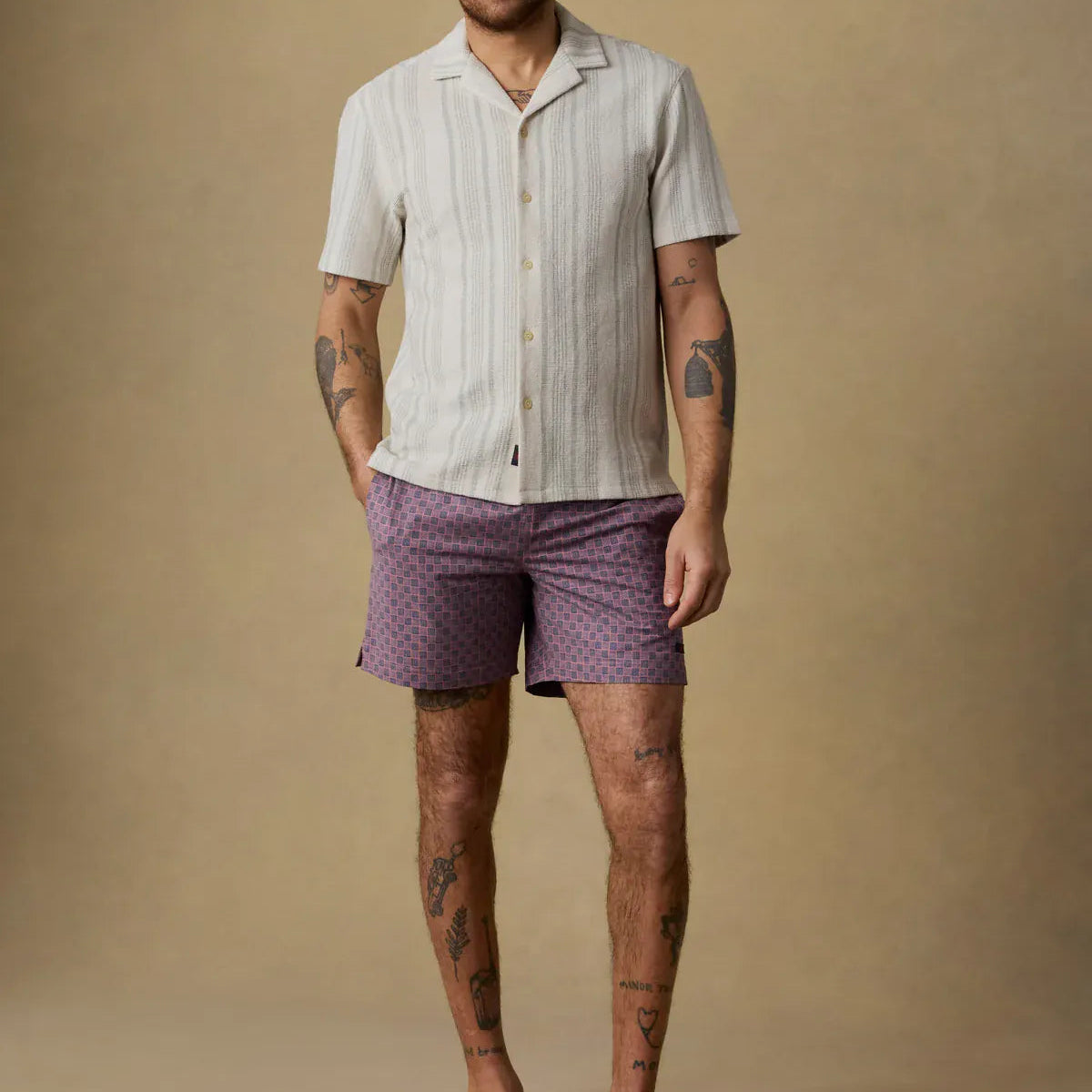 Faherty Swimwear All Day™ Trunk (6") in Navy Clay Bricks