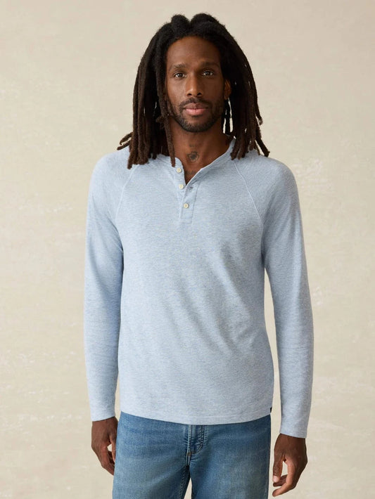Faherty T-Shirts Light Blue Heather / S Long-Sleeve Cloud Henley