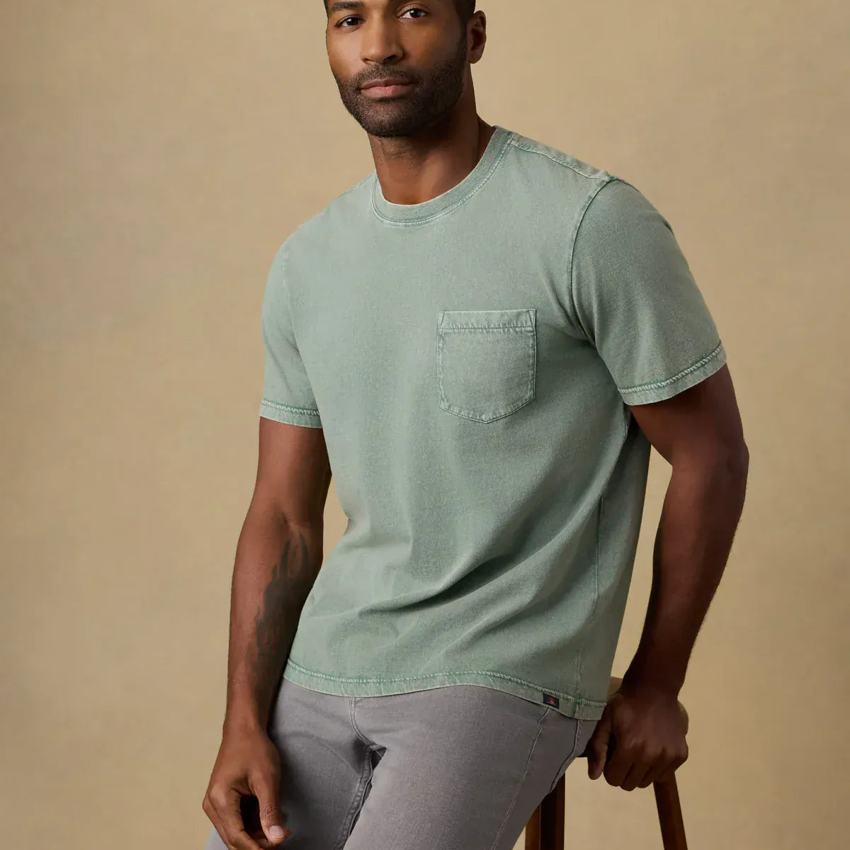 Faherty T-Shirts Short-Sleeve Recycled Cotton Tee in Coastal Sage