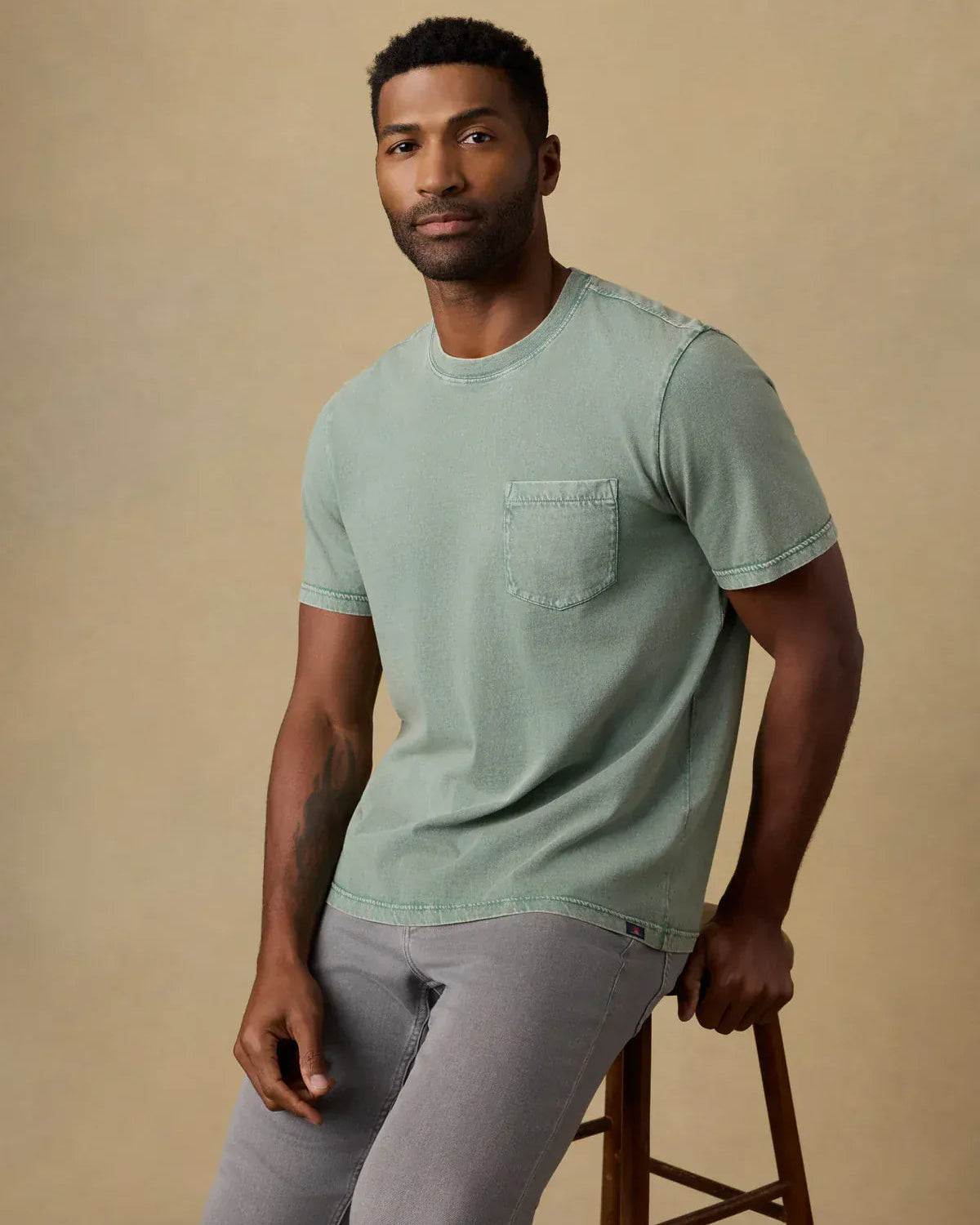 Faherty T-Shirts Short-Sleeve Recycled Cotton Tee in Coastal Sage