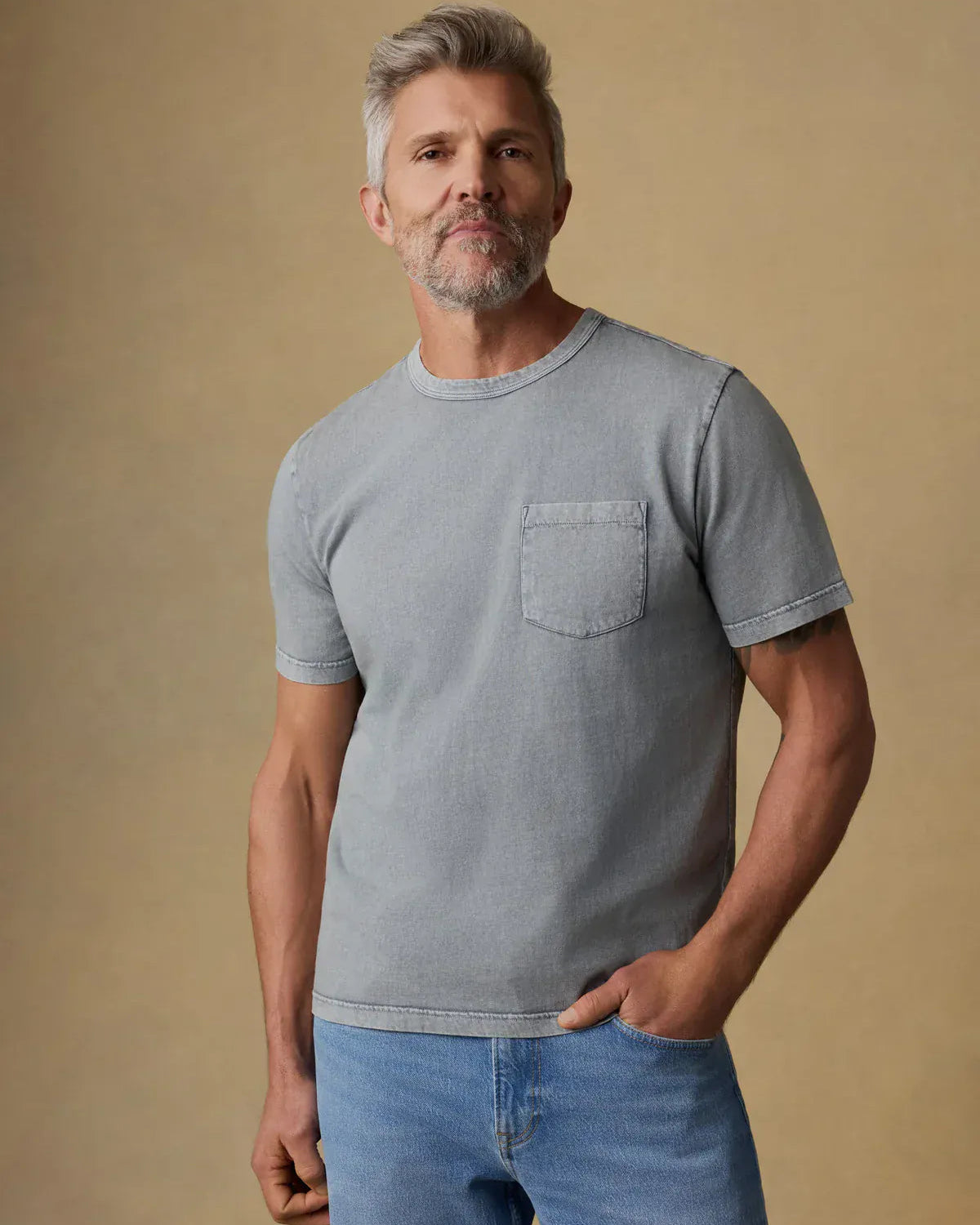 Faherty T-Shirts Short-Sleeve Recycled Cotton Tee in Lakeshore Grey