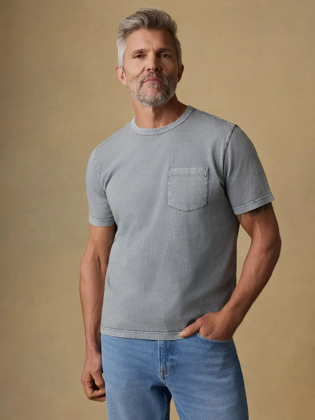 Faherty T-Shirts Short-Sleeve Recycled Cotton Tee in Lakeshore Grey