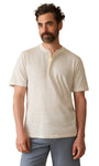 Faherty T-Shirts Short-Sleeve Sunwashed Henley - Cream Flint Stripe