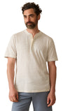 Faherty T-Shirts Short-Sleeve Sunwashed Henley - Cream Flint Stripe