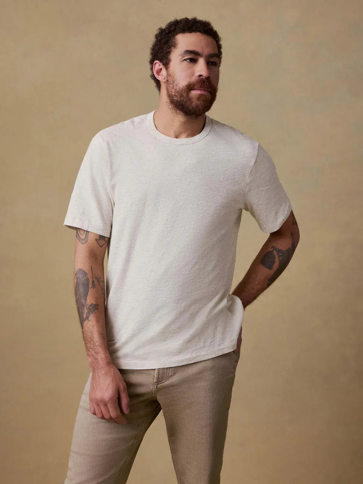 Faherty T-Shirts Sunwashed Pocket Tee in Island Dune Heather