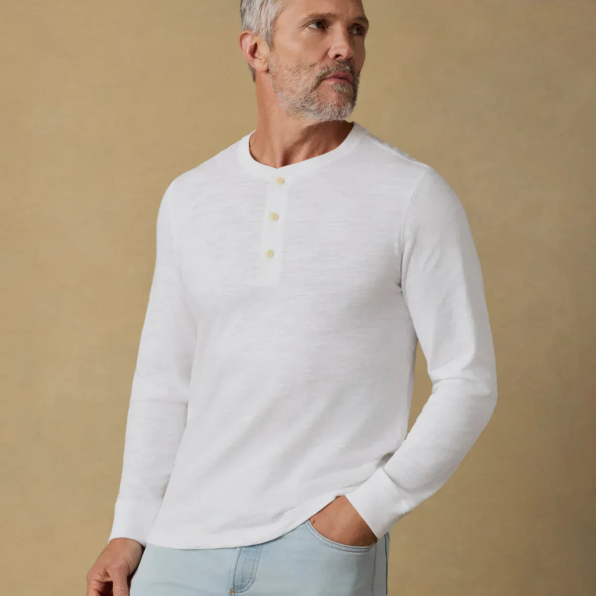 Faherty T-Shirts Sunwashed Slub Henley in White
