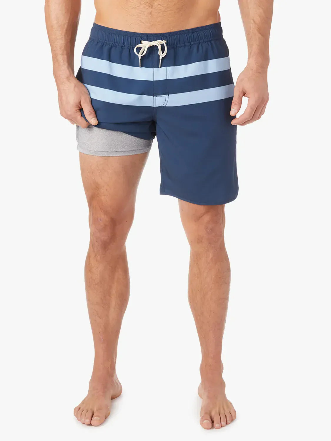 Fair Harbor Swimwear Anchor Swim Short in Light Blue Stripe