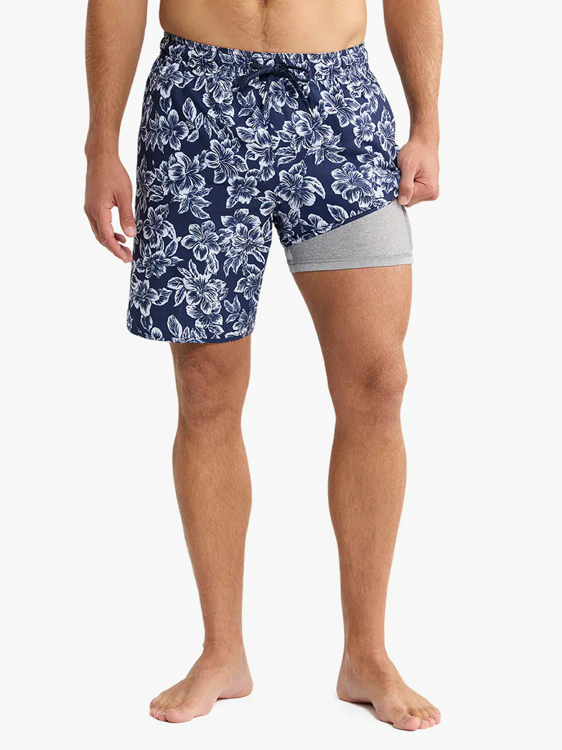 Fair Harbor Swimwear Anchor Swim Short in Navy Botanical