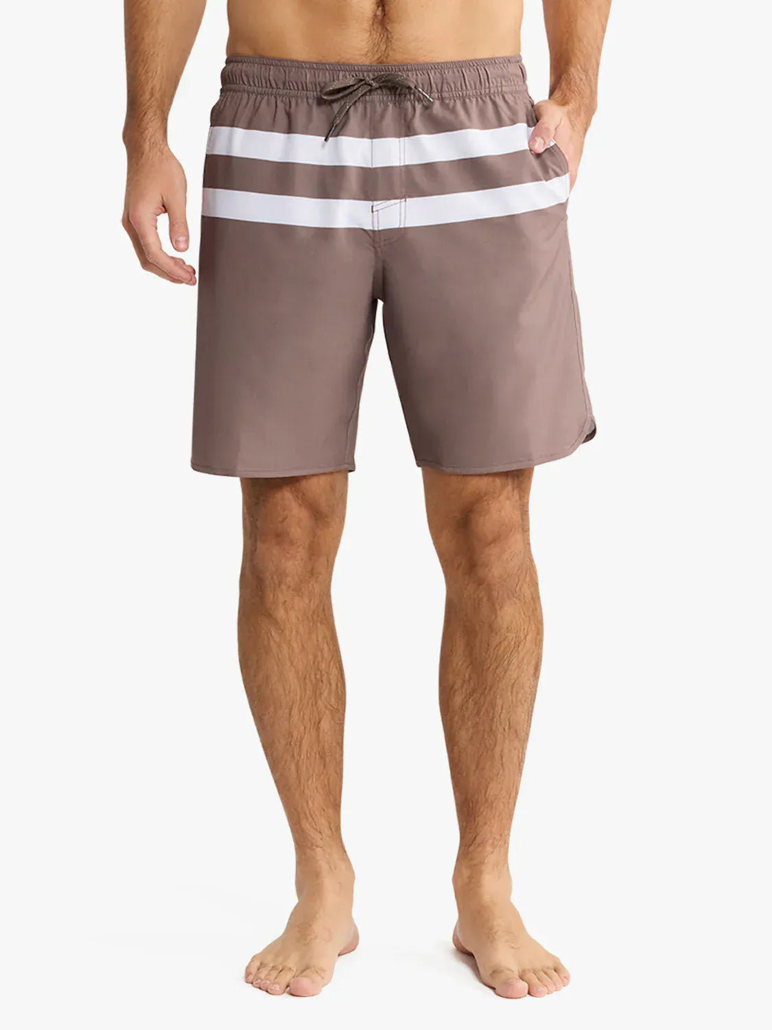 Fair Harbor Swimwear Anchor Trunk in Brown Stone Stripe