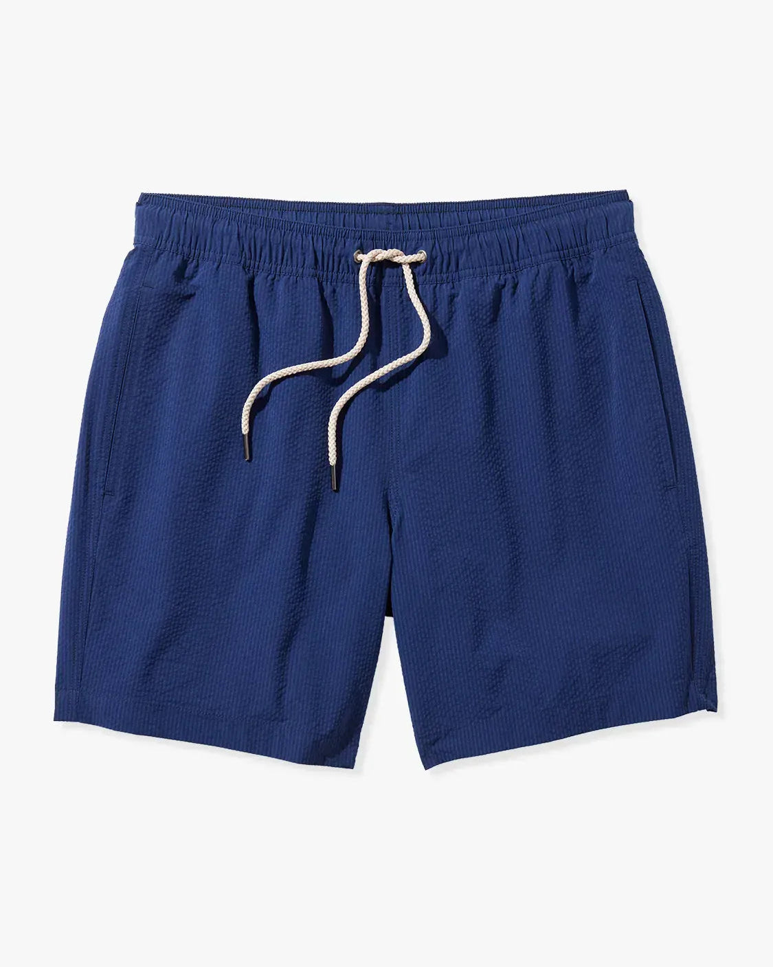 Fair Harbor Swimwear Bayberry Trunk in Sky in Navy Seersucker