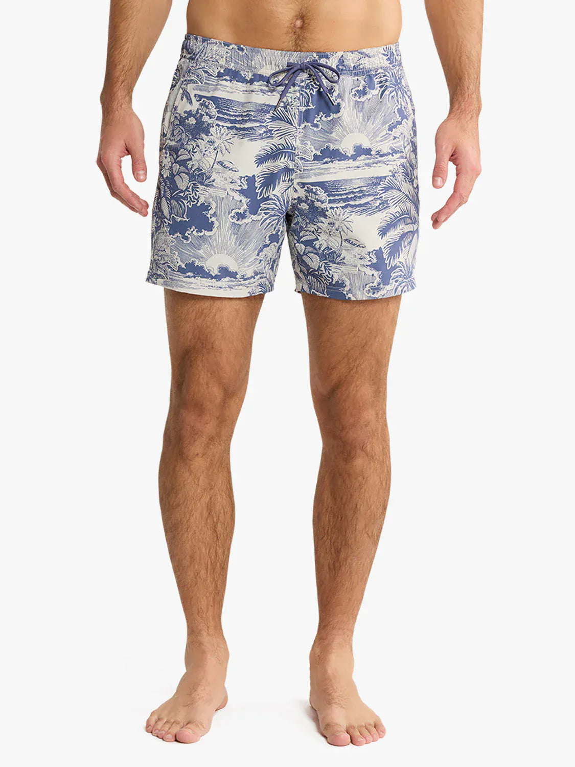 Fair Harbor Swimwear Bungalow Trunk in Silver Palms