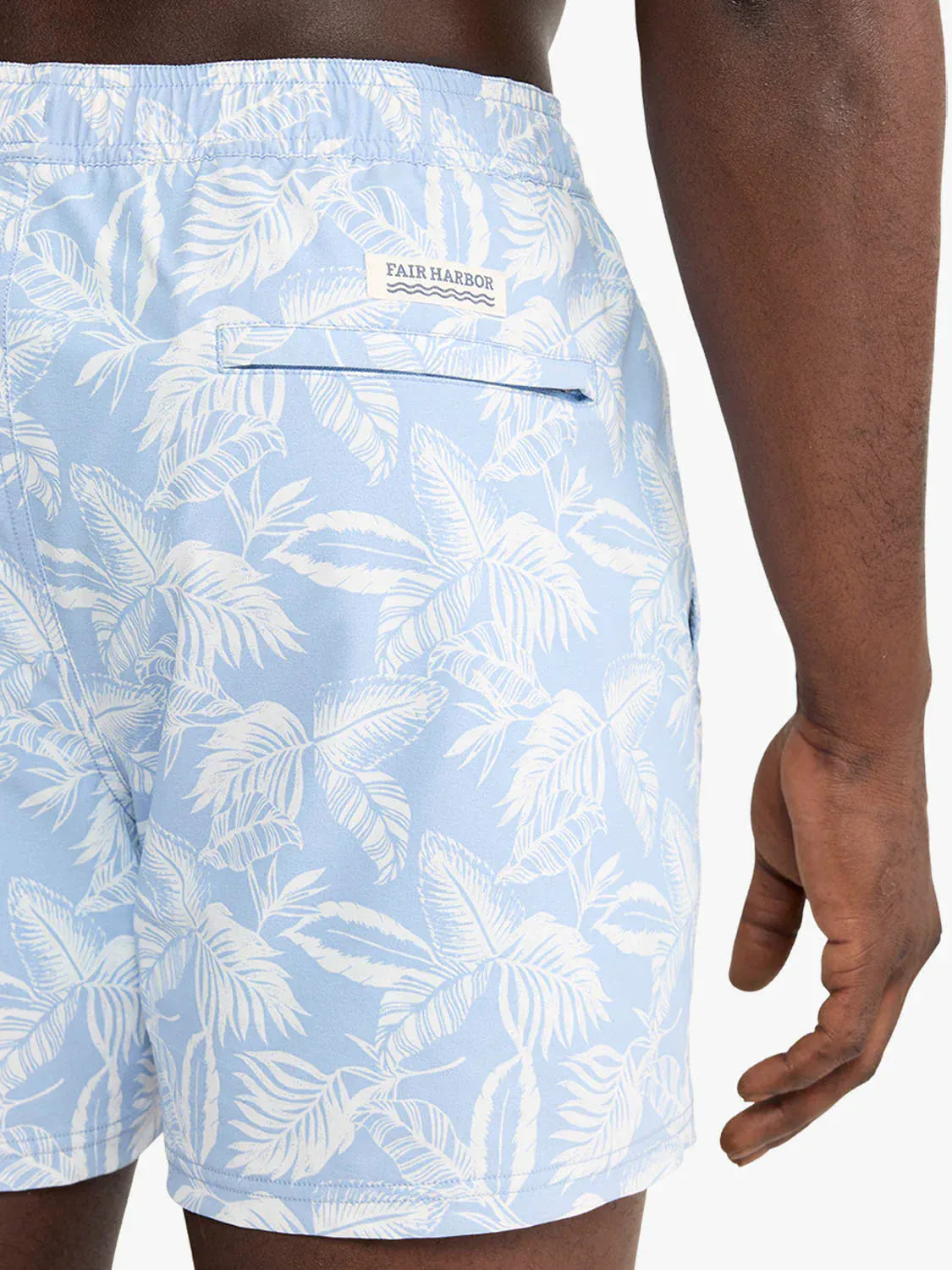 Fair Harbor Swimwear Bungalow Trunk in Sky Blue Leaves