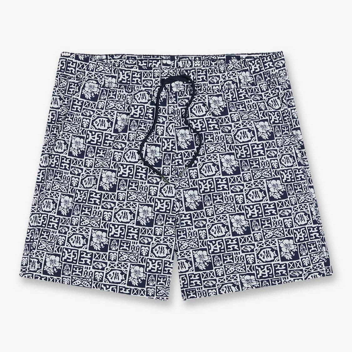 Fair Harbor Swimwear Navy Sea Tiles Bungalow Trunk