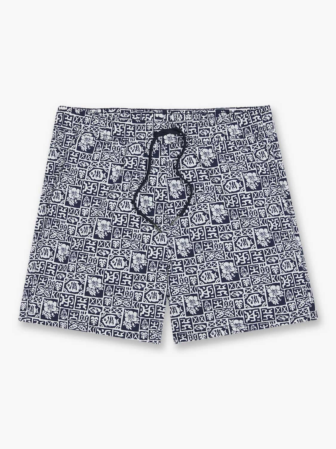 Fair Harbor Swimwear Navy Sea Tiles Bungalow Trunk