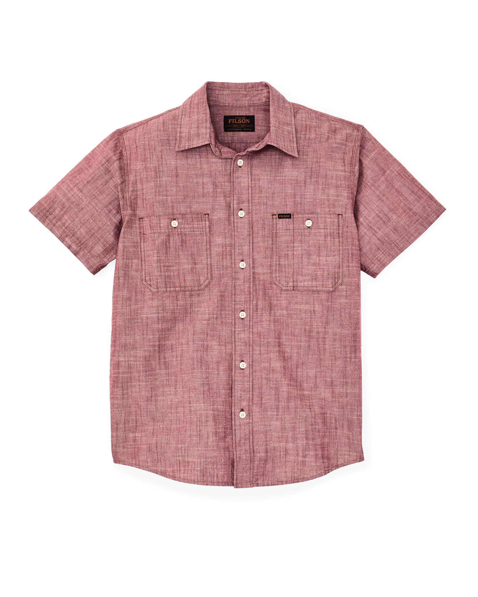 Filson Camp Shirt Short Sleeve Chambray Shirt in Sable