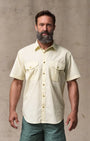 Filson Camp Shirt Washed Short Sleeve Feather Cloth Shirt in Ivory