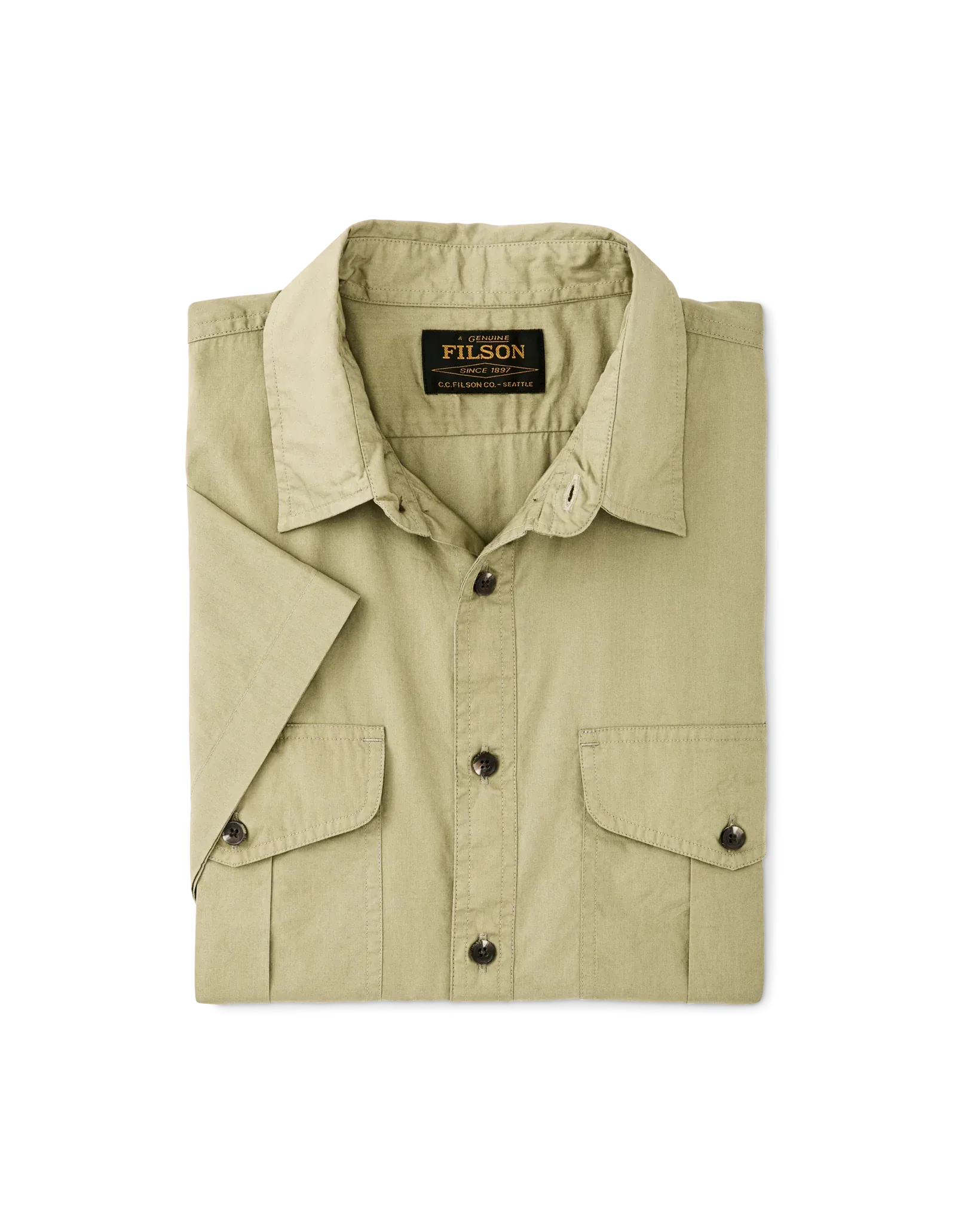 Filson Camp Shirt Washed Short Sleeve Feather Cloth Shirt in Lakebed