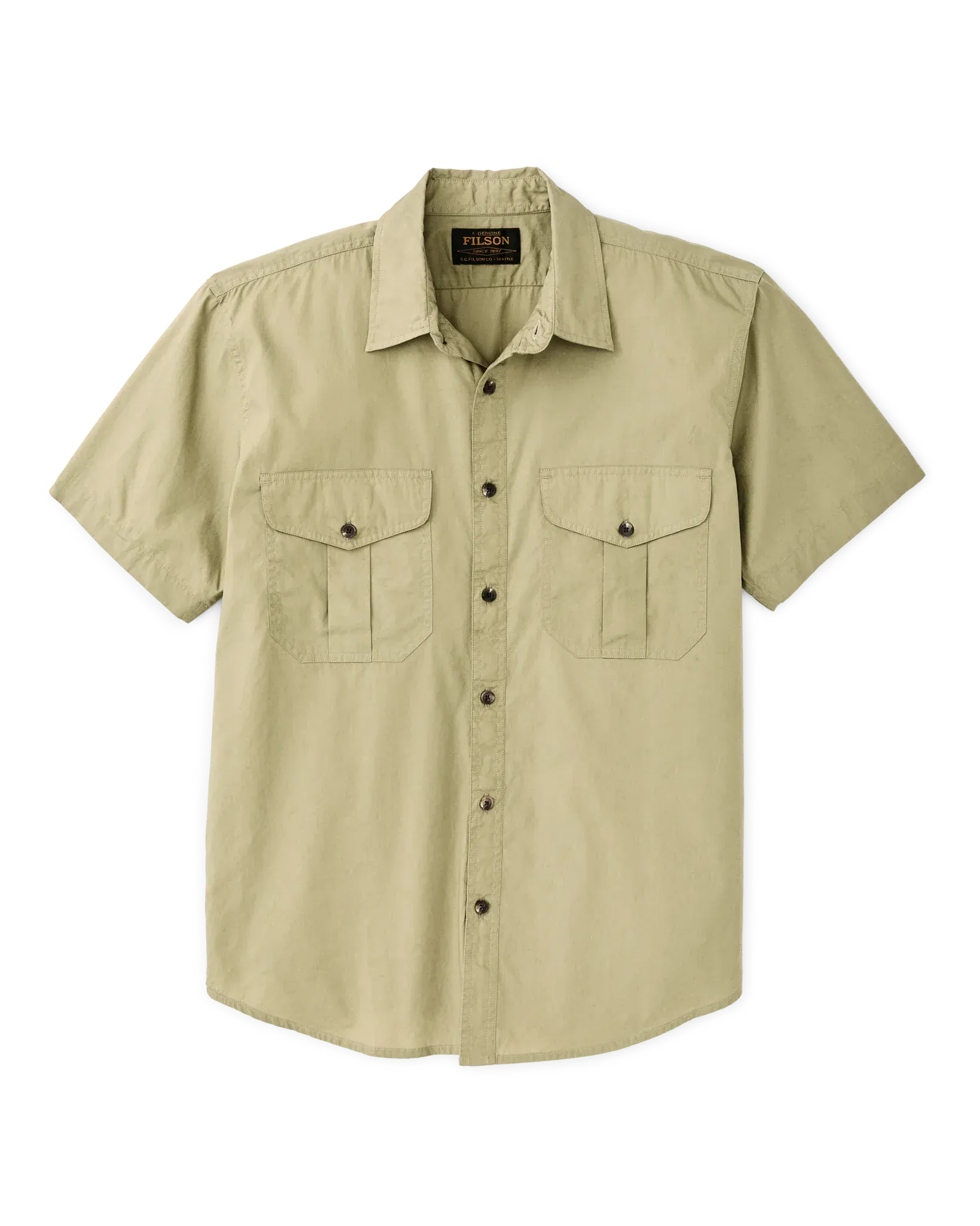 Filson Camp Shirt Washed Short Sleeve Feather Cloth Shirt in Lakebed