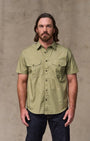 Filson Camp Shirt Washed Short Sleeve Feather Cloth Shirt in Lakebed