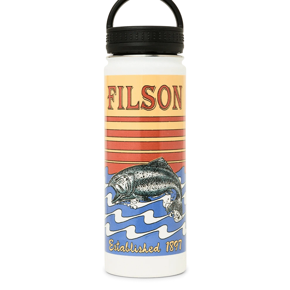 Filson Drinkwear White/ Dusk Fish / One Size 20 oz. Metal Water Bottle