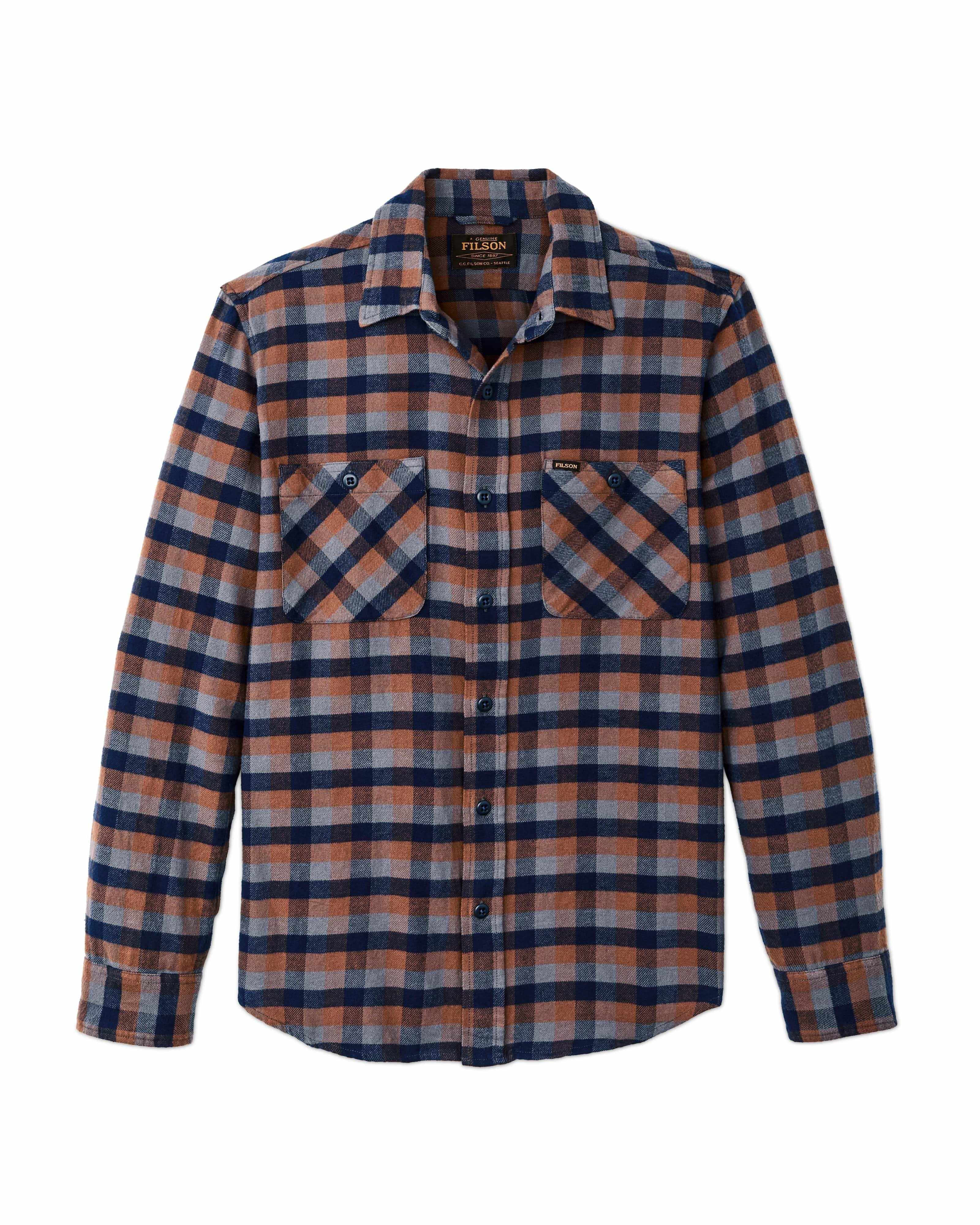 Filson Flannels & Overshirts NAVY / ORANGE / MULTI CHECK / S The Rangeland Flannel Shirt