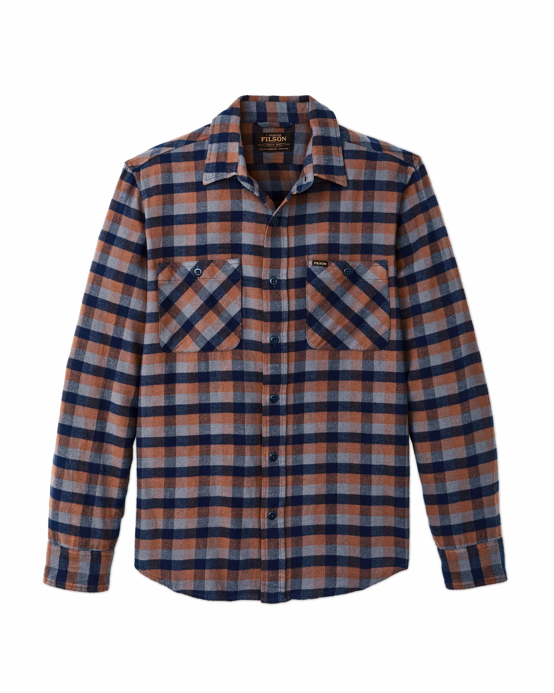 Filson Flannels & Overshirts NAVY / ORANGE / MULTI CHECK / S The Rangeland Flannel Shirt