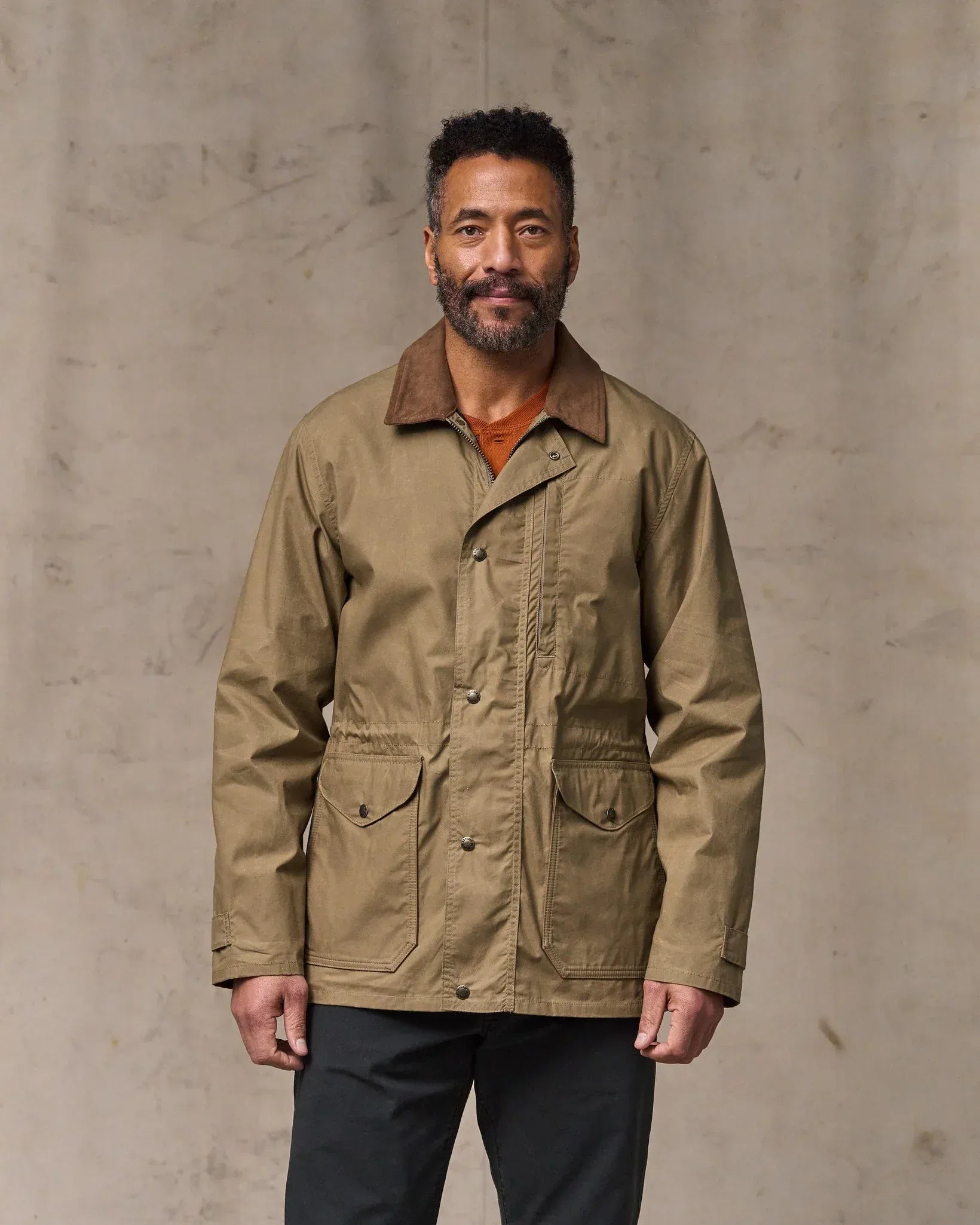 Filson Jackets Dry Wax Mile Marker Coat in Dark Beige
