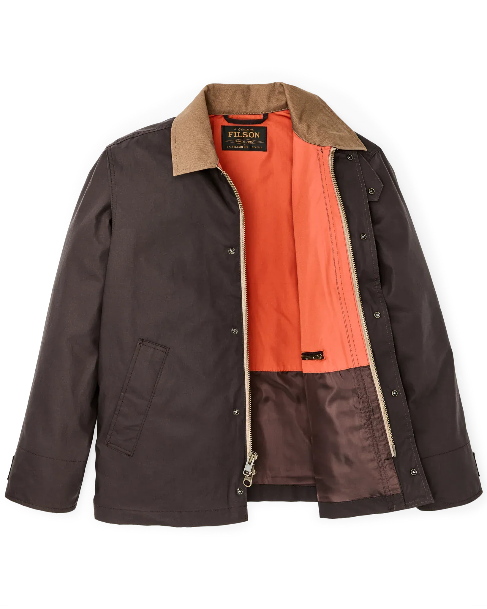 Filson Jackets Dry Wax Short Field Jacket in Dark Brown