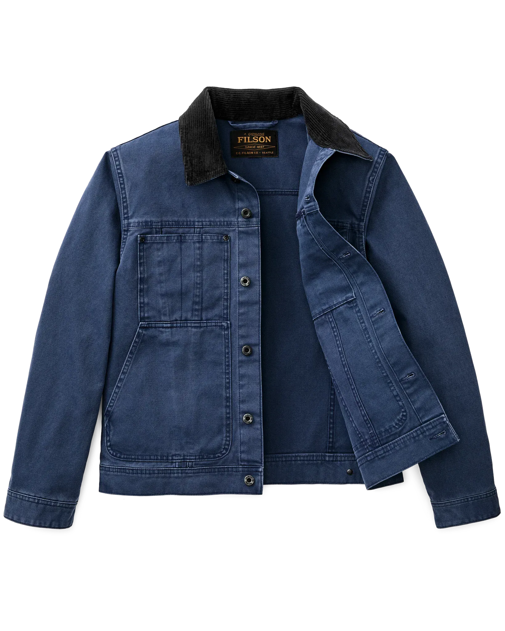 Filson Jackets Rustic Canvas Short Cruiser Jacket in Indigo