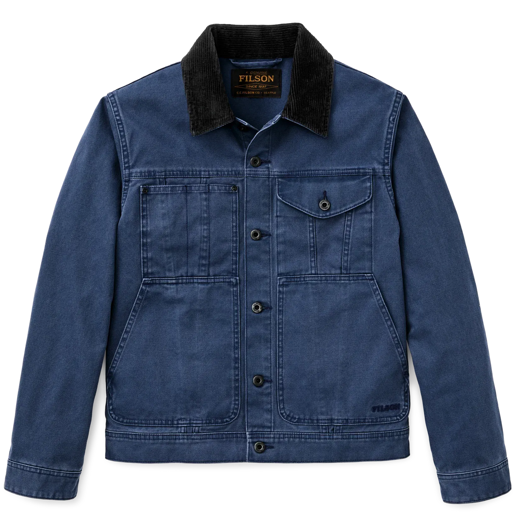 Filson Jackets Rustic Canvas Short Cruiser Jacket in Indigo