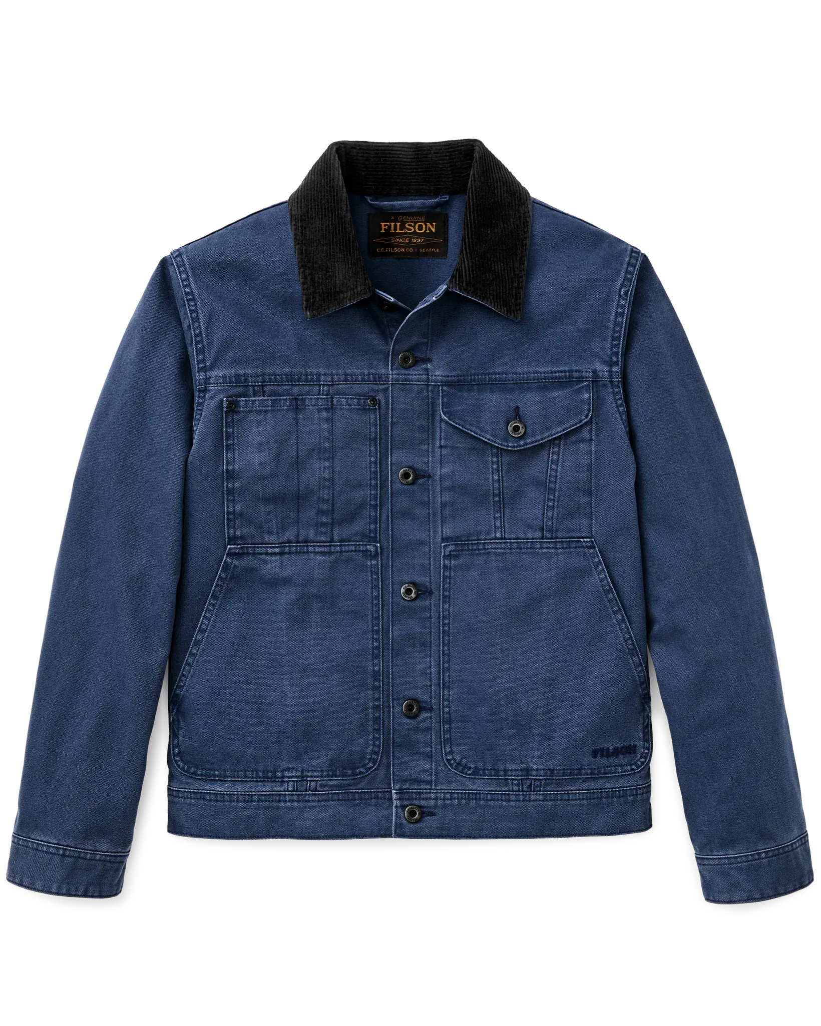 Filson Jackets Rustic Canvas Short Cruiser Jacket in Indigo