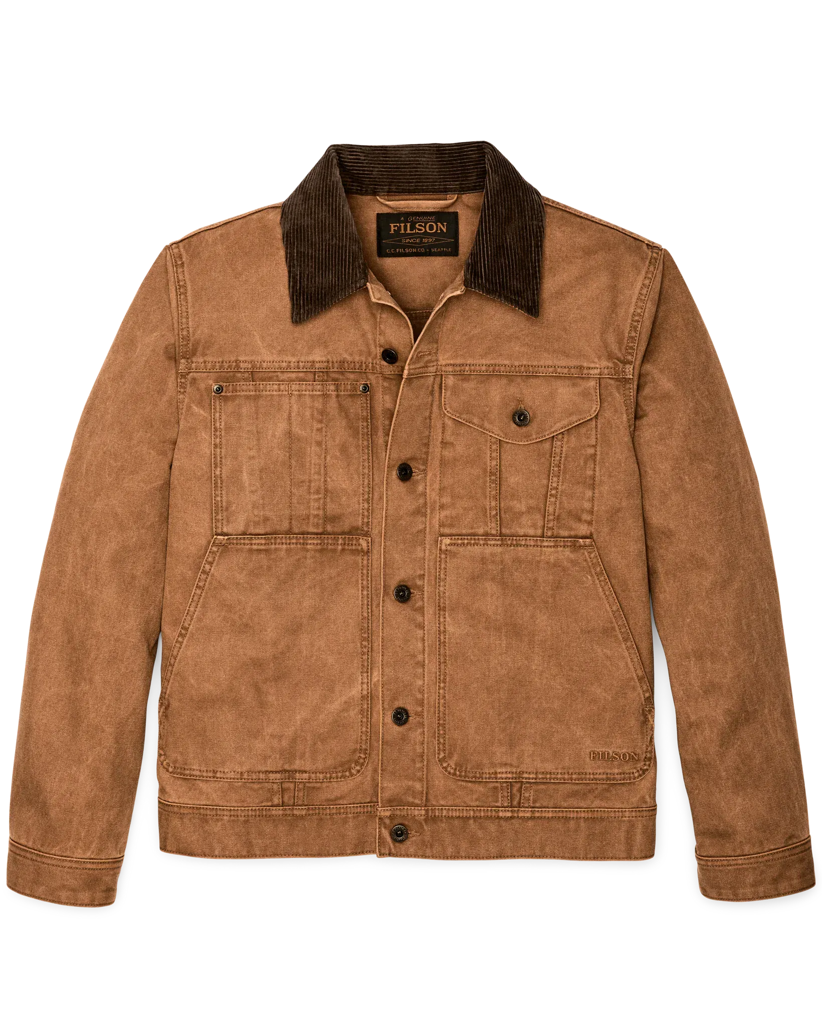 Filson Jackets Rustic Canvas Short Cruiser Jacket in Whiskey