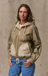 Filson Jackets Women's Dry Wax Hooded Popover in Khaki / Quail Tan