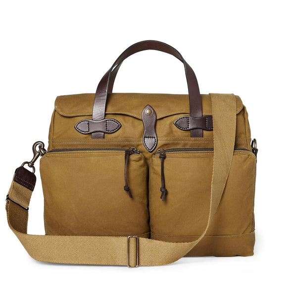 Filson Luggage 24 Hour Tin Cloth Briefcase- Dark Tan