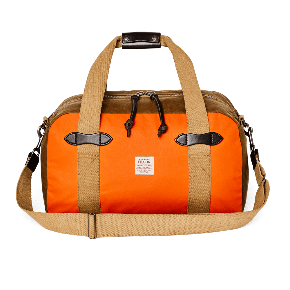 Filson Luggage Small Tin Cloth Duffle Bag- Dark Tan/Flame