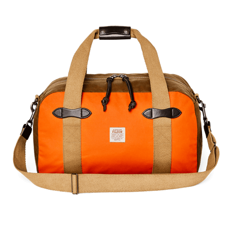 Filson Luggage Small Tin Cloth Duffle Bag- Dark Tan/Flame