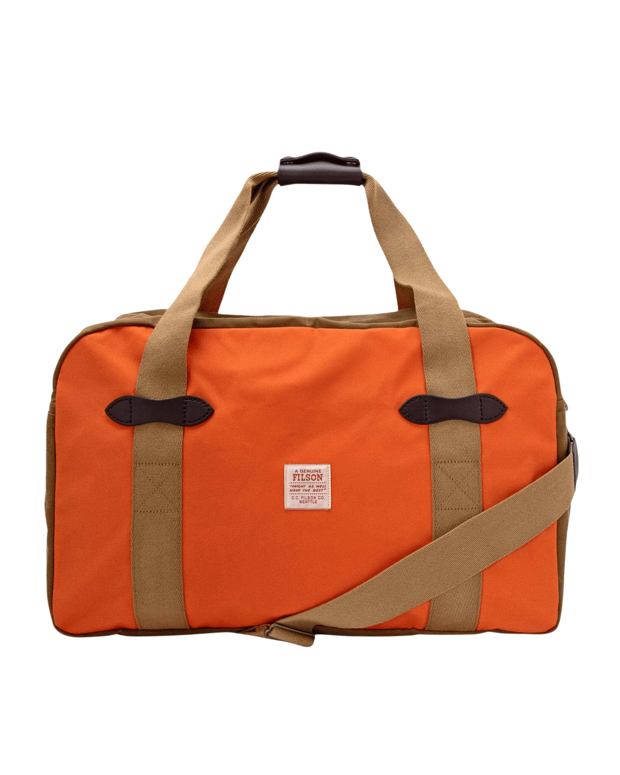 Filson Luggage Tin Cloth Medium Duffle Bag in Dark Tan/Flame