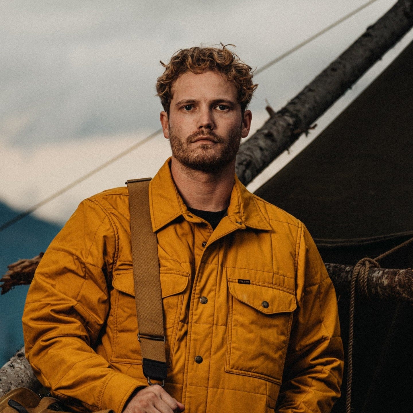 Filson Outerwear Cover Cloth Quilted Jac Shirt- Yellow Ochre