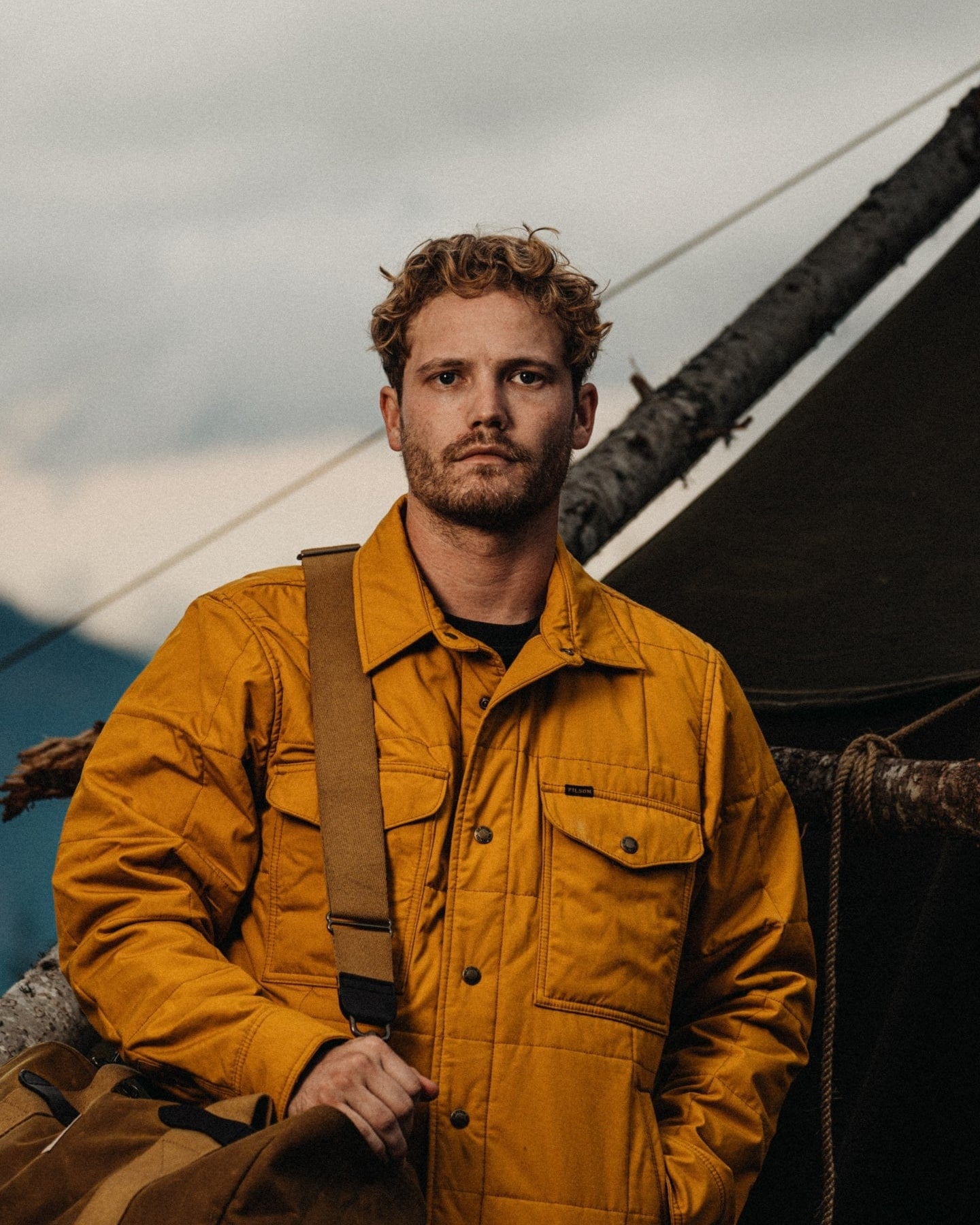 Filson Outerwear Cover Cloth Quilted Jac Shirt- Yellow Ochre