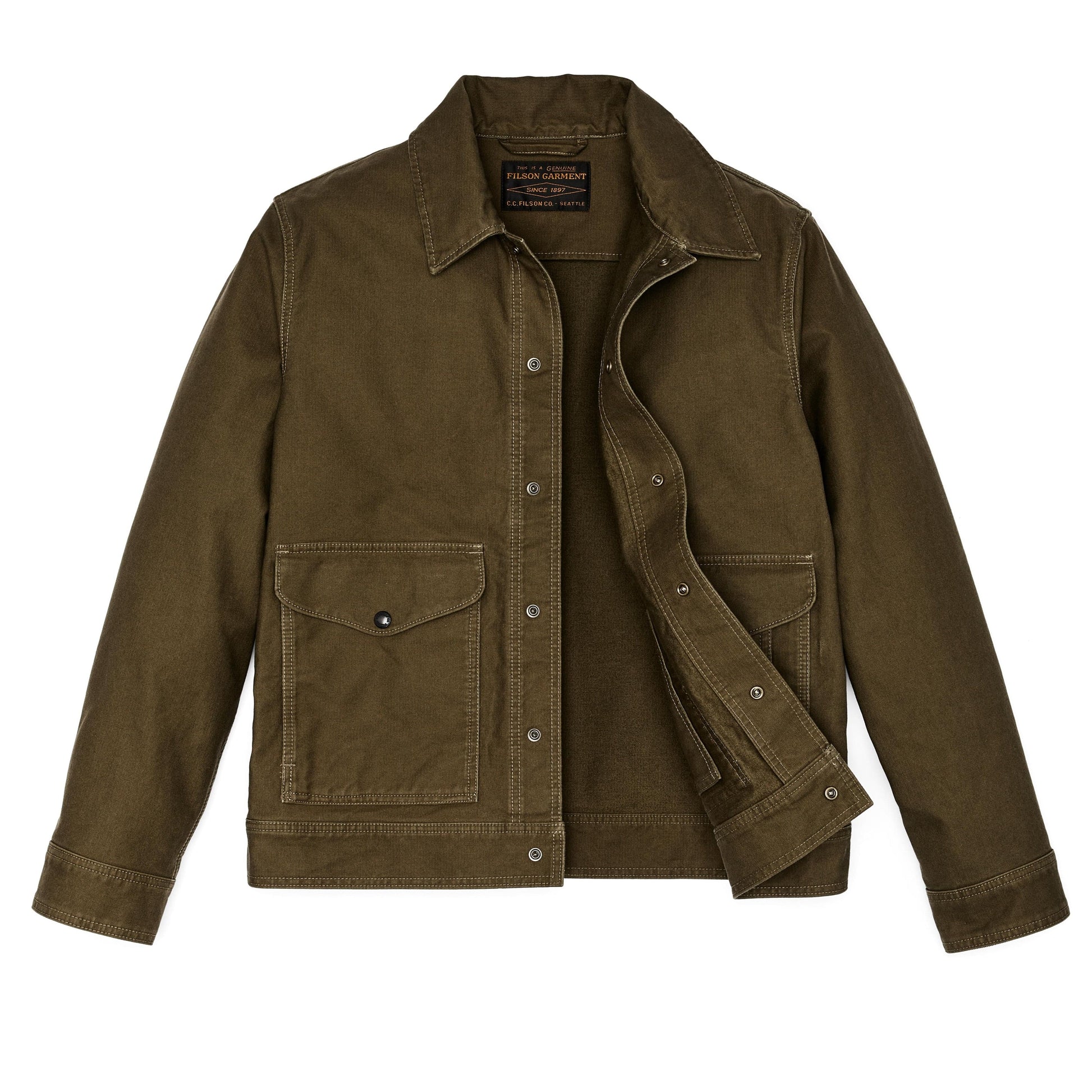 Filson Outerwear Jungle Cloth Work Jacket- Dark Olive