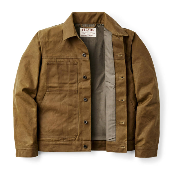 Filson Outerwear Tin Cloth Short Lined Cruiser Jacket- Dark Tan