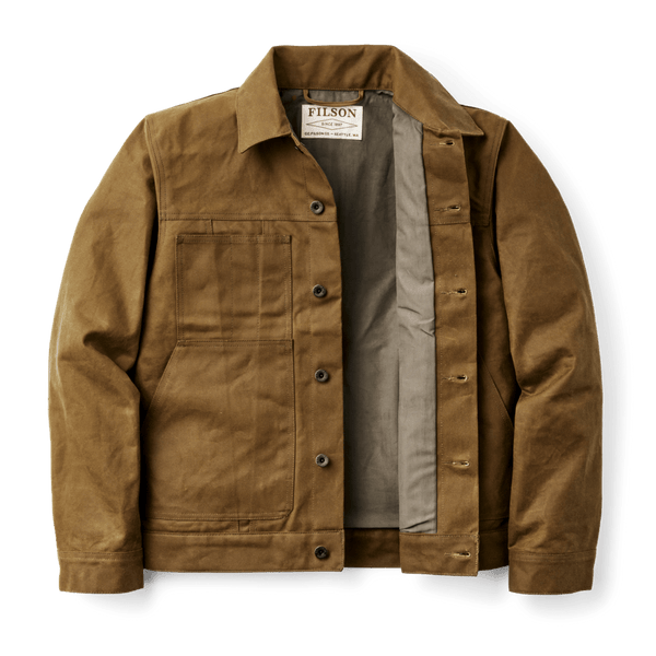 Filson Outerwear Tin Cloth Short Lined Cruiser Jacket- Dark Tan