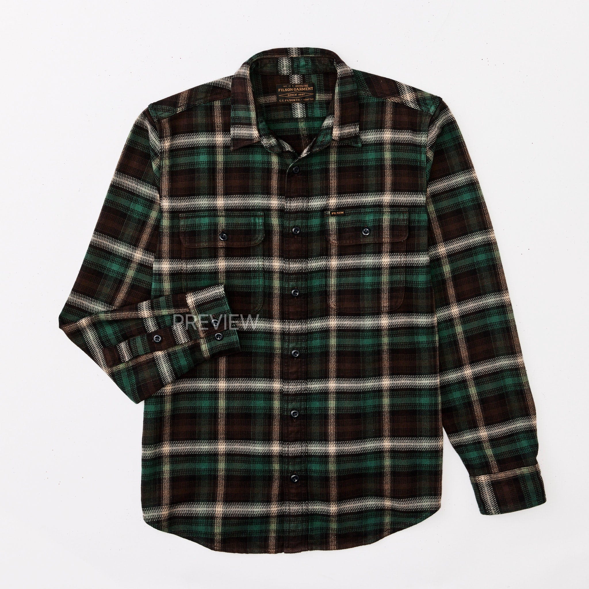 Filson Sport Shirts brown / cream / multi plaid / M Vintage Flannel Work Shirt