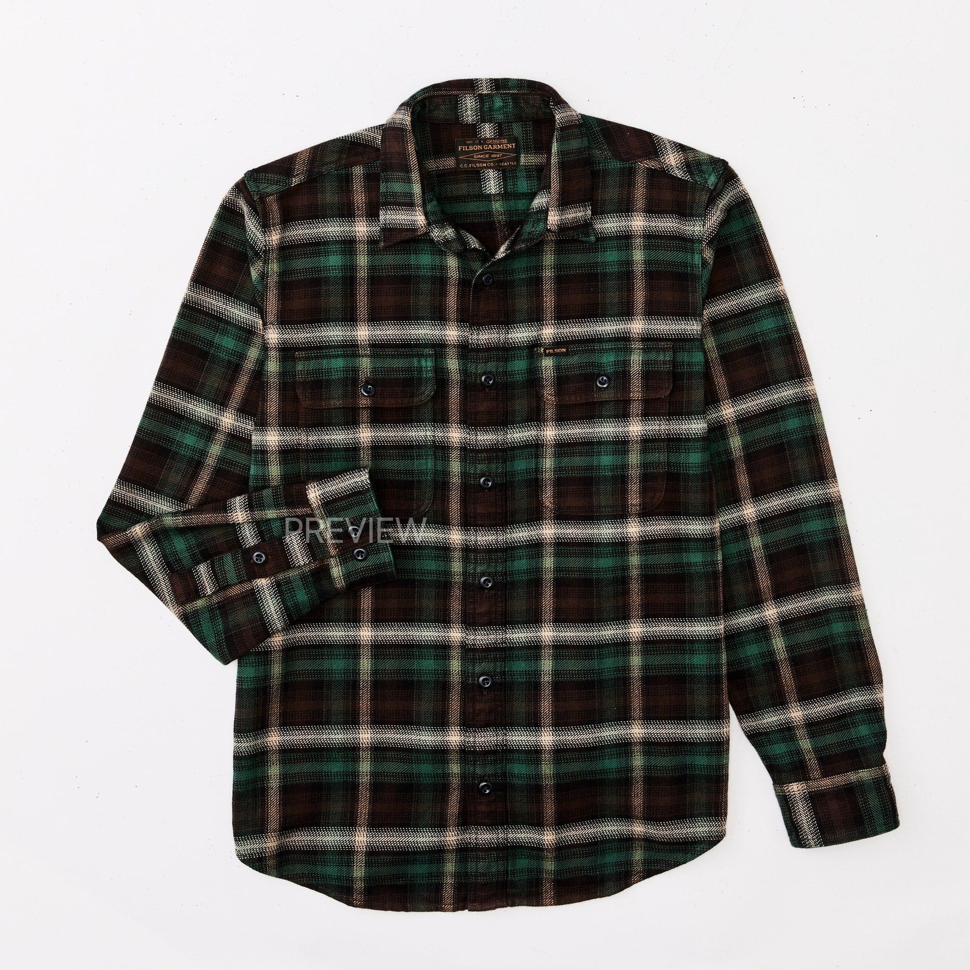 Filson Sport Shirts brown / cream / multi plaid / M Vintage Flannel Work Shirt