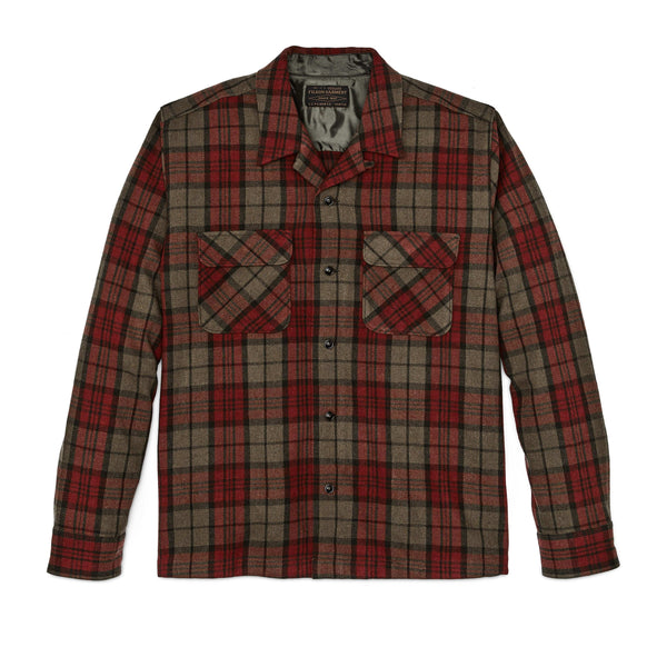 Filson Sport Shirts Buckner Wool Camp Shirt- Olive / Red / Multi Plaid