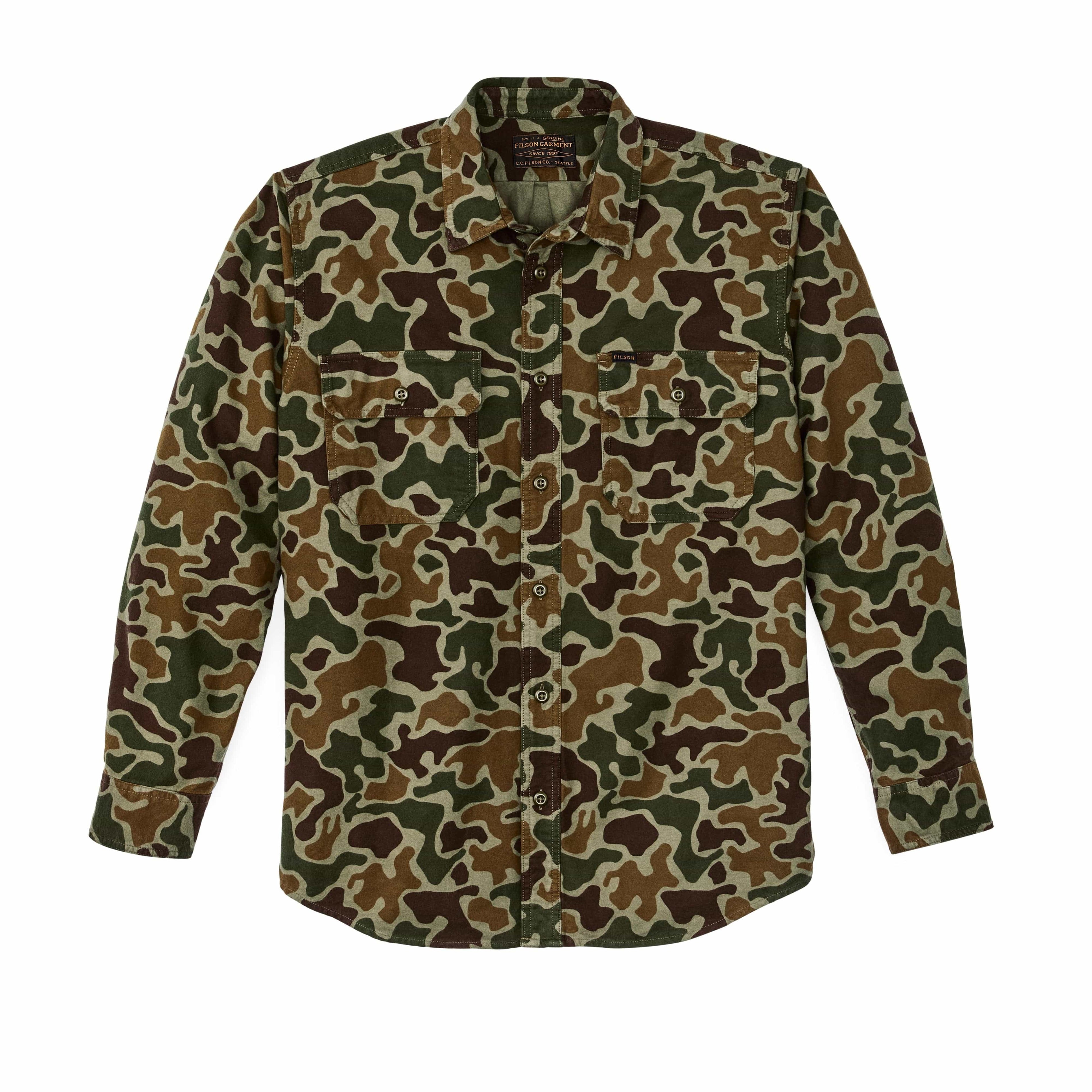 Filson Sport Shirts Field Flannel Shirt- Frog Camo