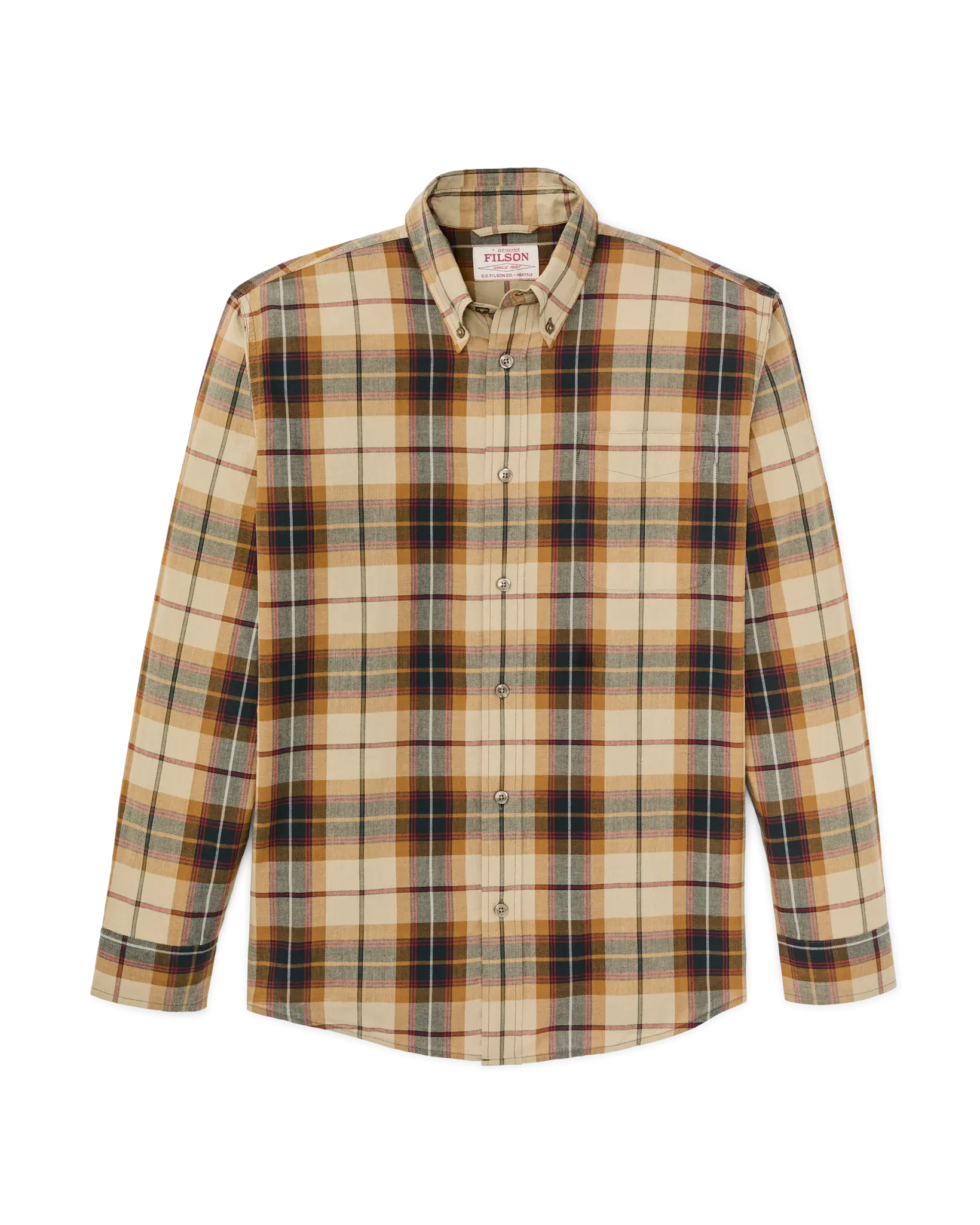 Filson Sport Shirts Madras Button-Down Shirt in Tan