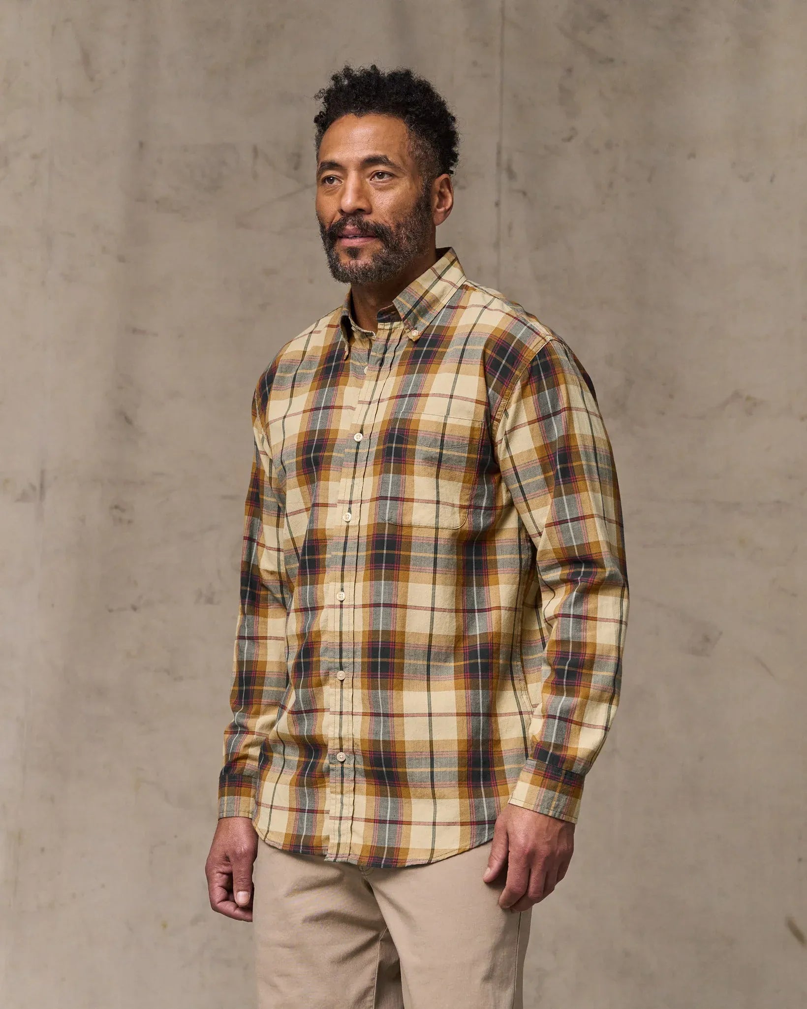 Filson Sport Shirts Madras Button-Down Shirt in Tan