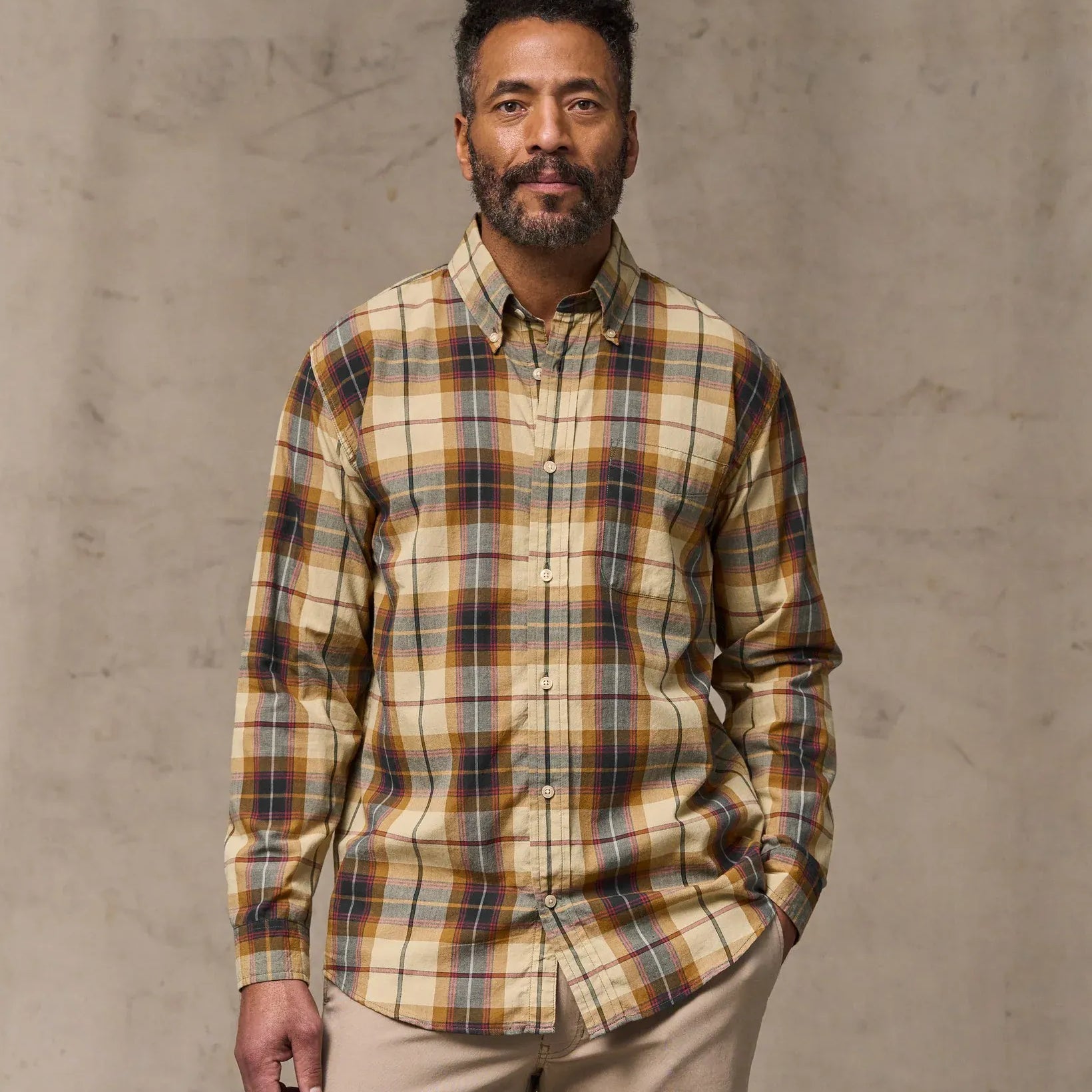 Filson Sport Shirts Madras Button-Down Shirt in Tan